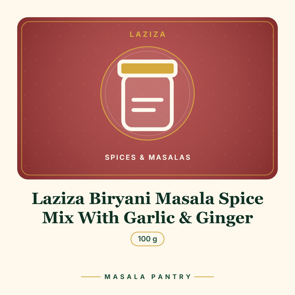 Laziza Biryani Masala Spice Mix With Garlic & Ginger