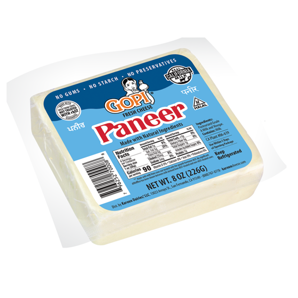 Gopi Indian Style Paneer Cheese, Vegetarian Whole Milk Cheese