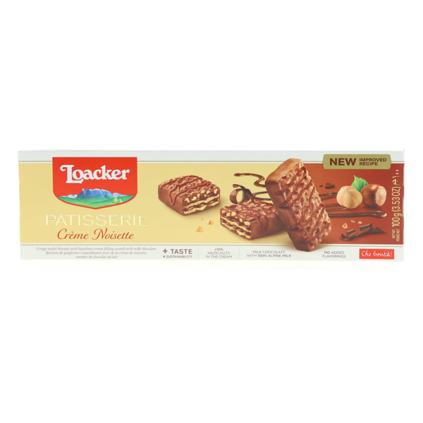 Loacker Patisserie Hazelnut, Crème-filled Milk Chocolate Wafer Biscuit