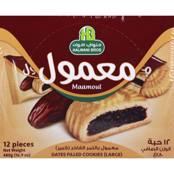 Halwani Bros Cookies, Dates Filled, Large