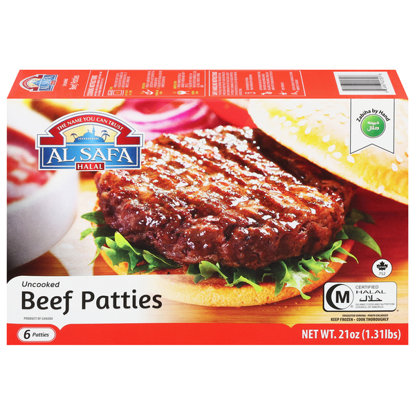 Al Safa Foods Beef Patties, Uncooked