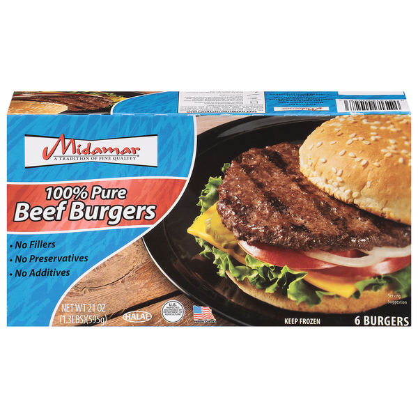 Midamar Corporation Beef Burgers, 100% Pure