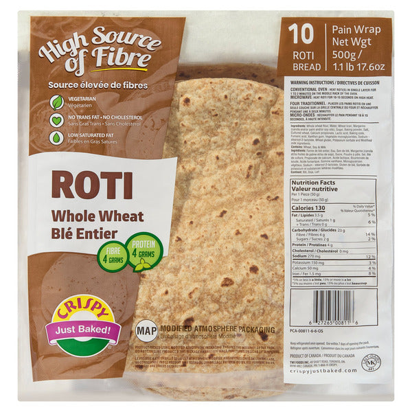 Crispy Just Baked! Whole Wheat Roti Bread