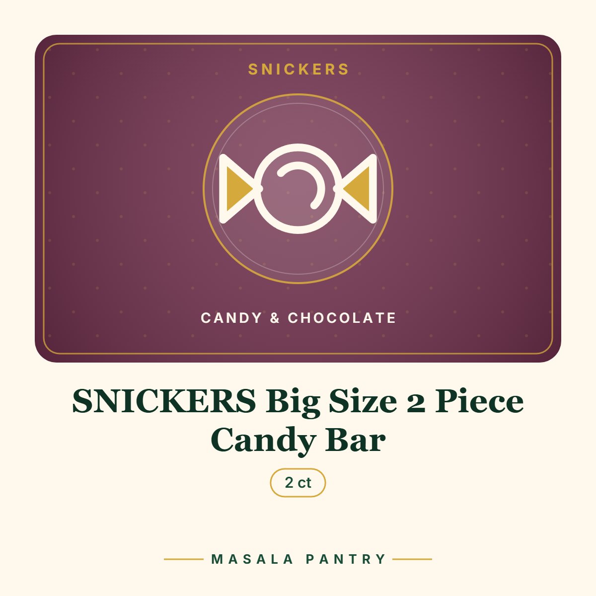 SNICKERS Big Size 2 Piece Candy Bar – Masala Pantry product card